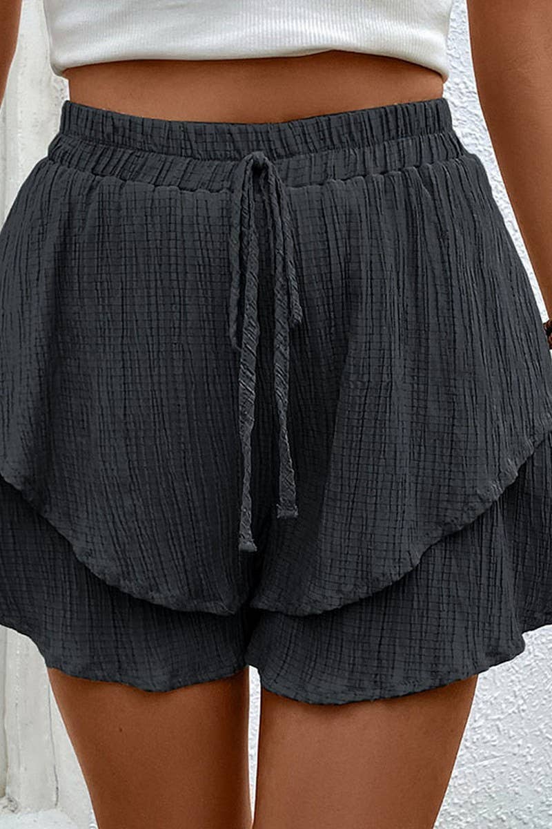 CWBSP0320_DOUBLE LAYERED ELASTIC WAIST SHORT PANTS