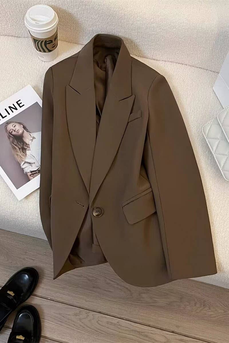 CWOBL0135_SINGLE BUTTON LAPEL POCKET BLAZER