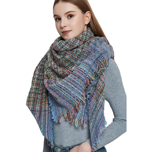 Plaid Circle Scarf - Fall/Winter Woven Wrap_CWASC0156
