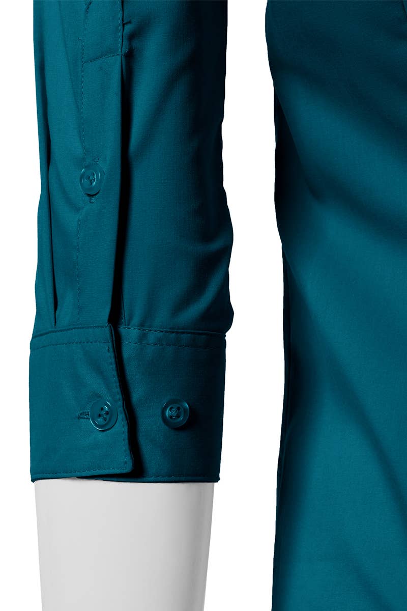 CWTSTS116_Basic Slim Fit Simple 3/4 Sleeve Button Down Shirt