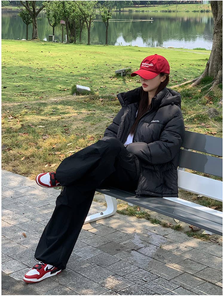 Add velvet and thick short cotton-padded jacket