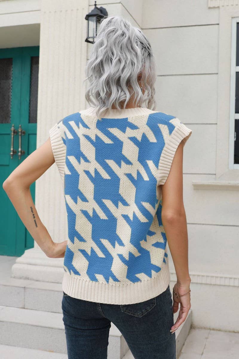 CWOV0501_HOUNDSTOOTH V-NECK VEST SWEATER VEST