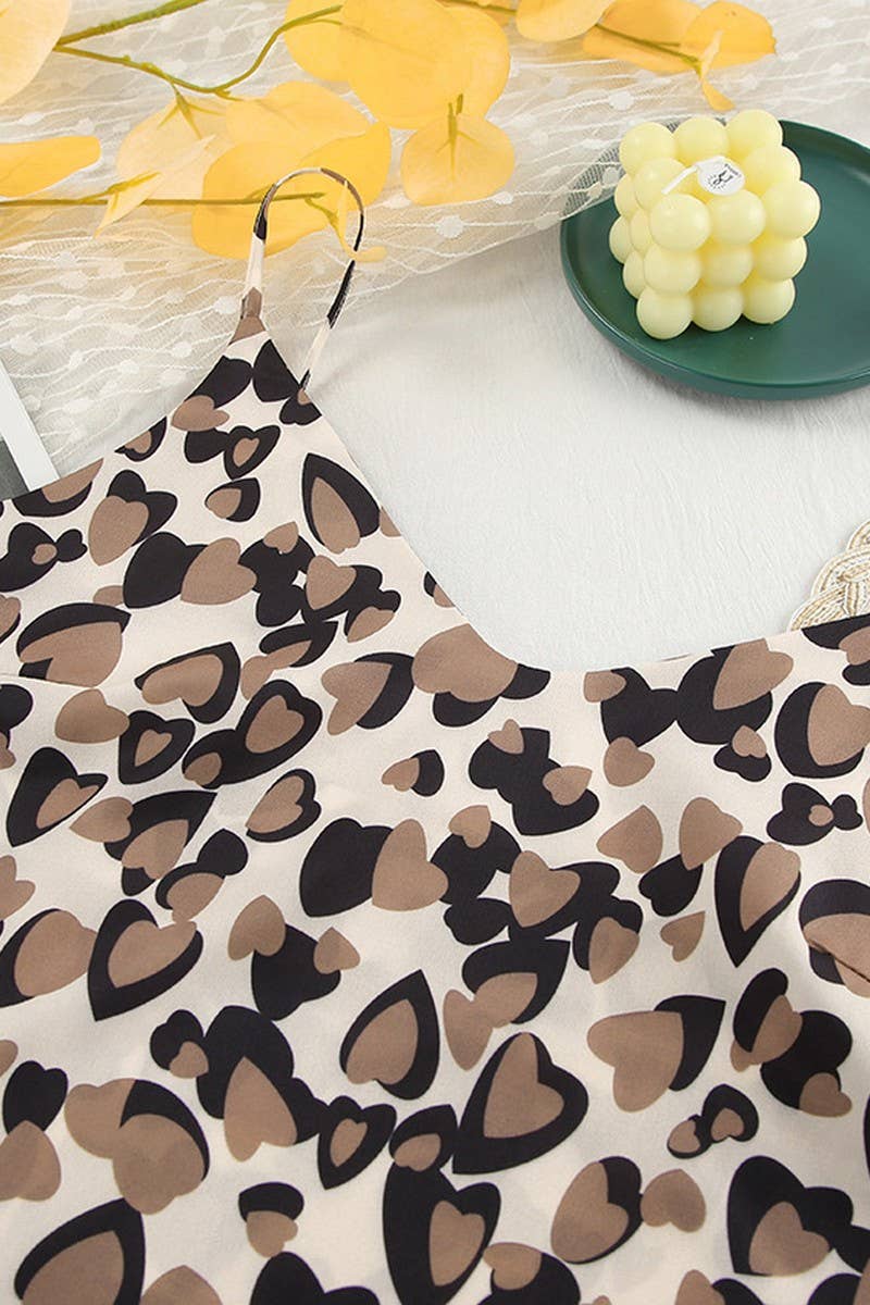 CWSPJ0389_LEOPARD PRINT LONG-SLEEVED VEST SHORTS PAJAMA SET