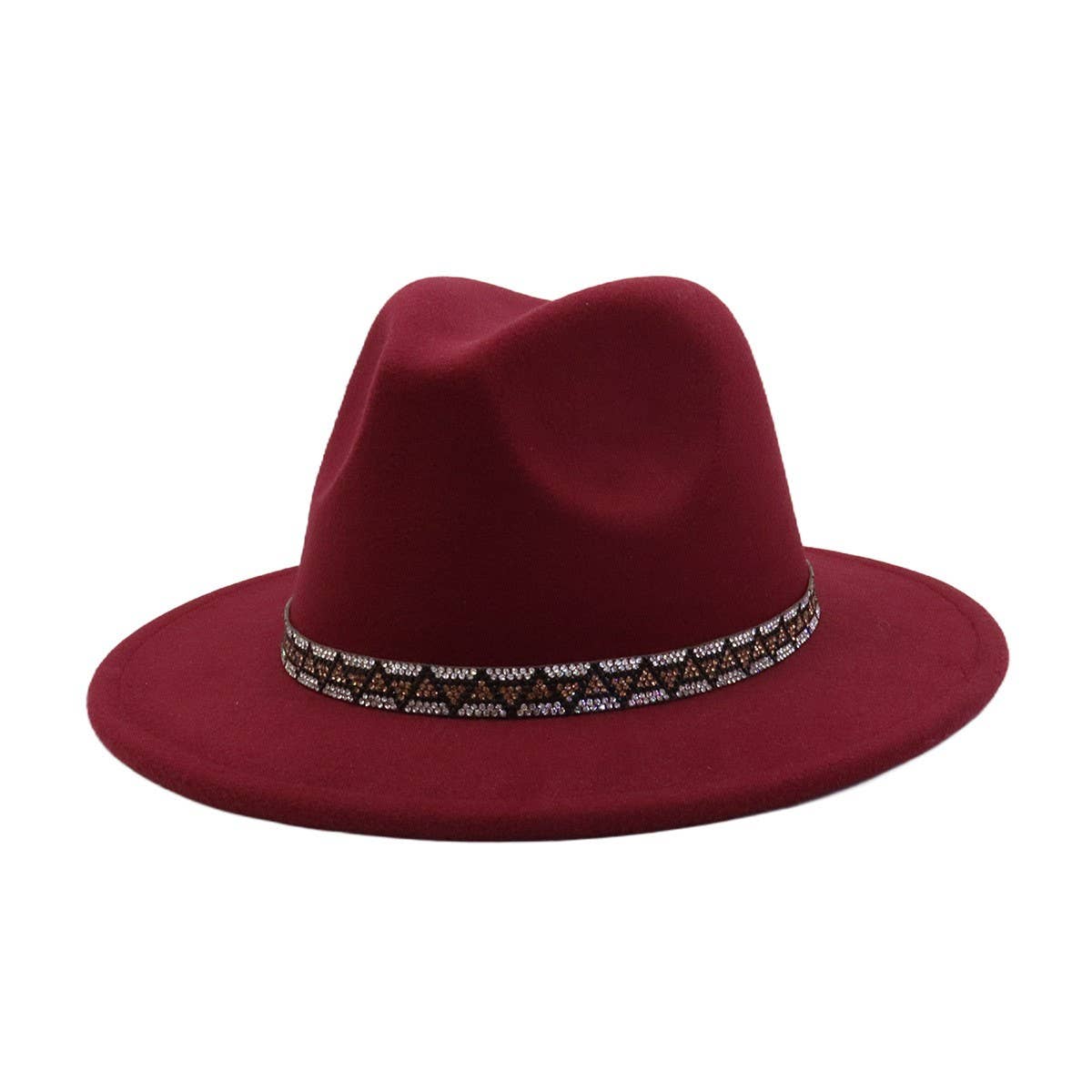 Men & Women Retro Wool Blend Fedora Hat _CWAH04393
