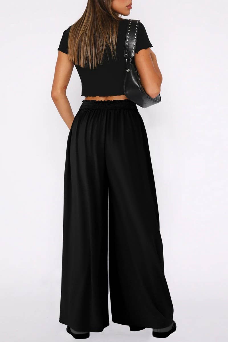 CWBLP1863_SOLID COLOR CASUAL HIGH WAIST WIDE LEG PANTS