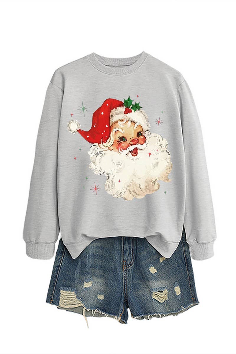 CWTBLL01324_SANTA CLAUS HEAD PATTERN PULLOVER SWEATSHIRT
