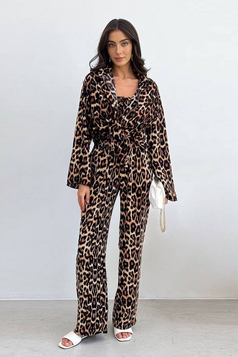 CWSPJ0413_LEOPARD PRINT COMFY THREE PIECE PAJAMA SET