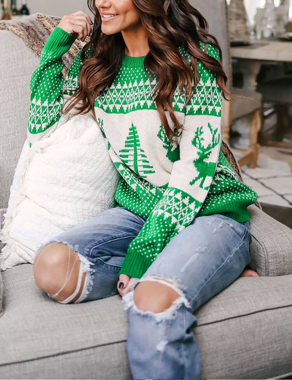 CHRISTMAS JACQUARD STYLE PULLOVER SWEATER