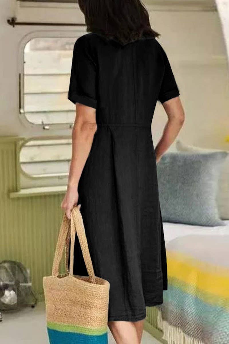 CWDMD01002_NEW SOLID COLOR LOOSE HIGH WAIST DRESS