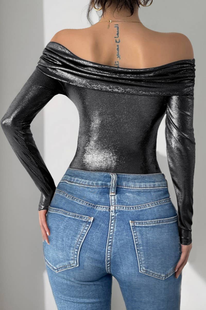 CWSBSL0129_HIGH ELASTIC OFF-SHOULDER CROSS BODYSUIT