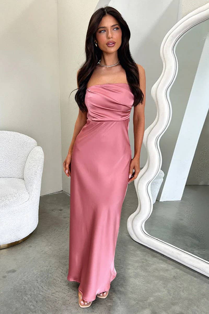 CWDTD0432_SATIN BACKLESS TUBE TOP MAXI DRESS