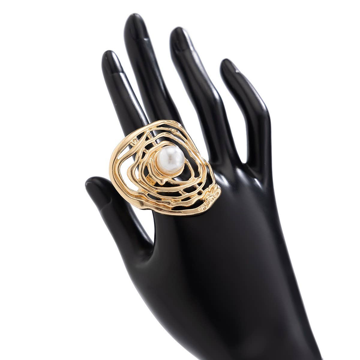 IRREGULAR GEOMETRIC HOLLOW WINDING ALLOY RING