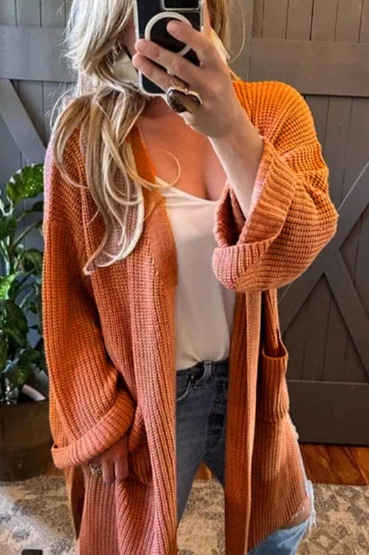 CWOCAL00561_SOLID COLOR CASUAL LOOSE KNITTED CARDIGAN COATS