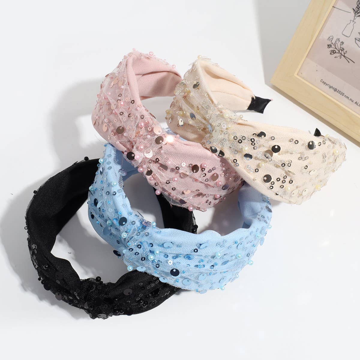 VINTAGE MESH SEQUIN KNOTTED HEADBAND