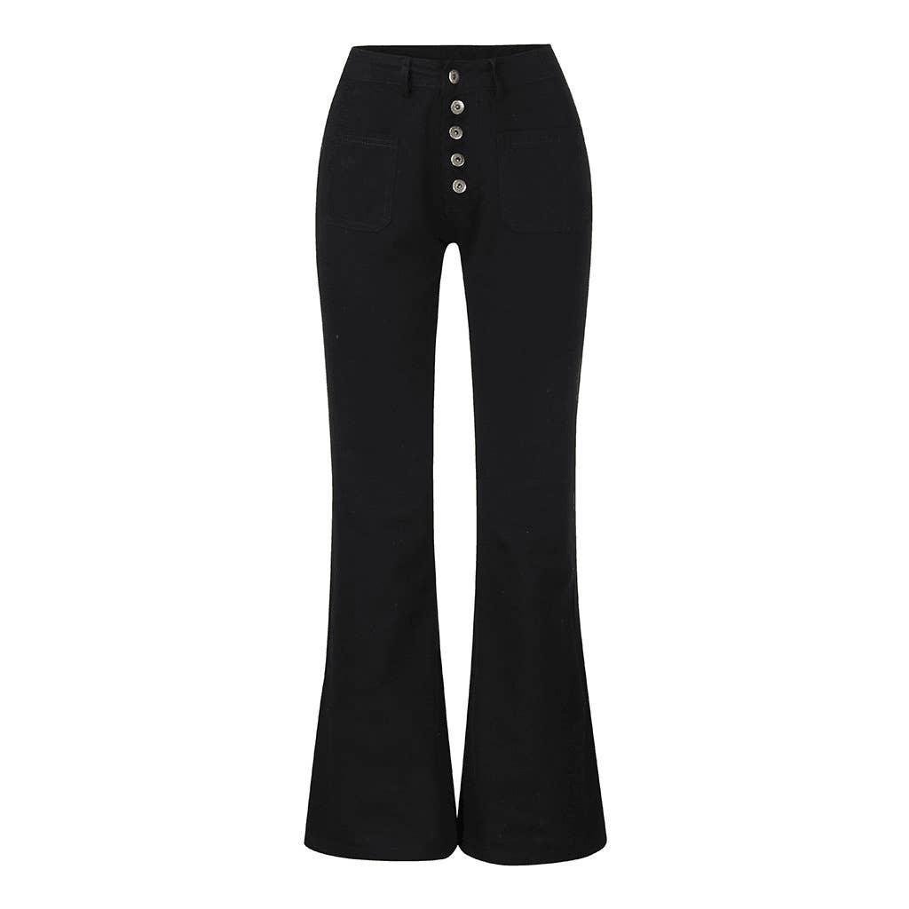 Breasted flared flared high-bounce slim jeans