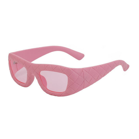 FASHIONABLE FAUX LEATHER LARGE FRAME SUNGLASSES
