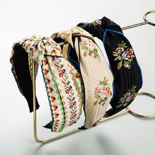 WOMEN NEW CROSS EMBROIDERY HEADBAND