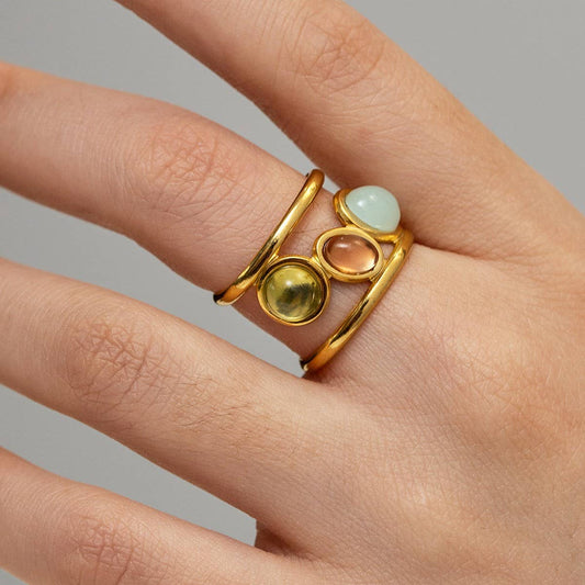 VINTAGE ADJUSTABLE TRICOLOR STONE RING