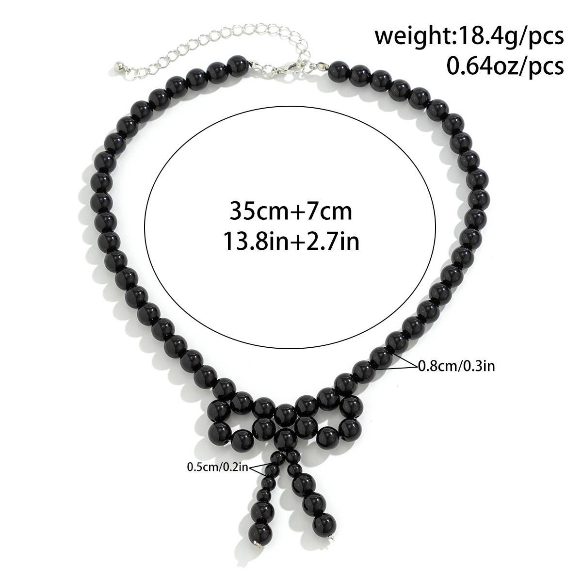 IMITATION PEARL BEADED NECKLACE WITH PEARL BOW