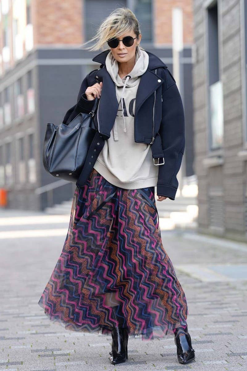 CWBLS134_MESH PRINT LOOSE SWING SKIRT