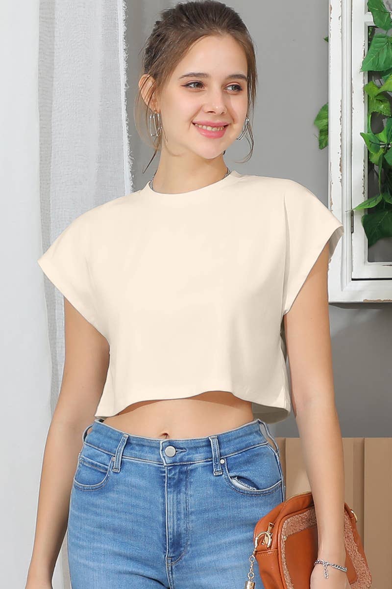 CWTTS651_CREW NECK SHORT SLEEVE CROP TOP
