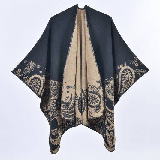 VINTAGE CASHEW FLOWER THICK WARM SHAWL