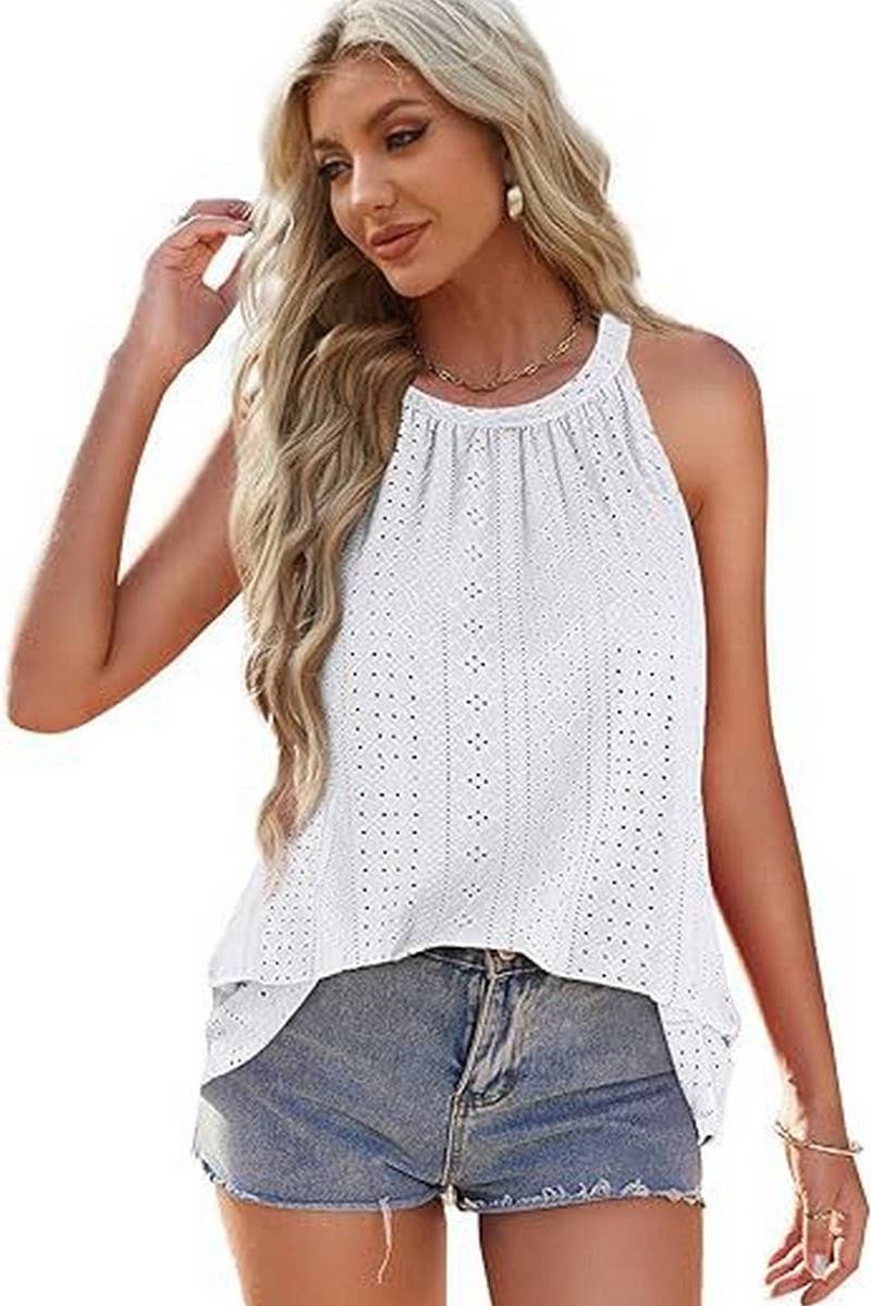 CWDHL0335_HALTERNECK SLEEVELESS SOLID COLOR TANK DRESS