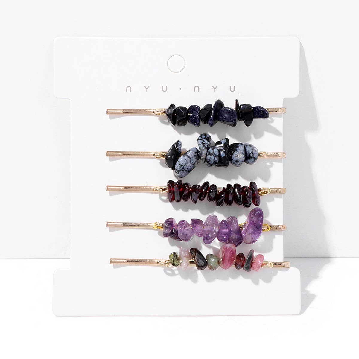 Natural Red Stone Hair Clip Set - Simple & Elegant_CWAHA1763
