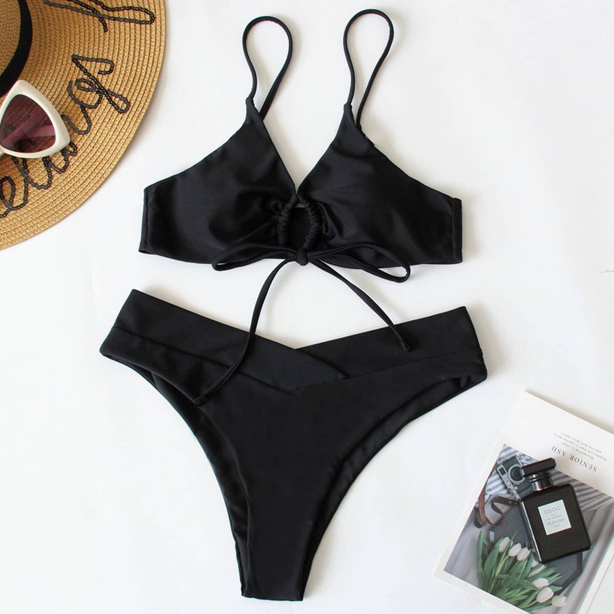 Women's Tie-Front Bikini - Multi-Color Sexy Swimwea
