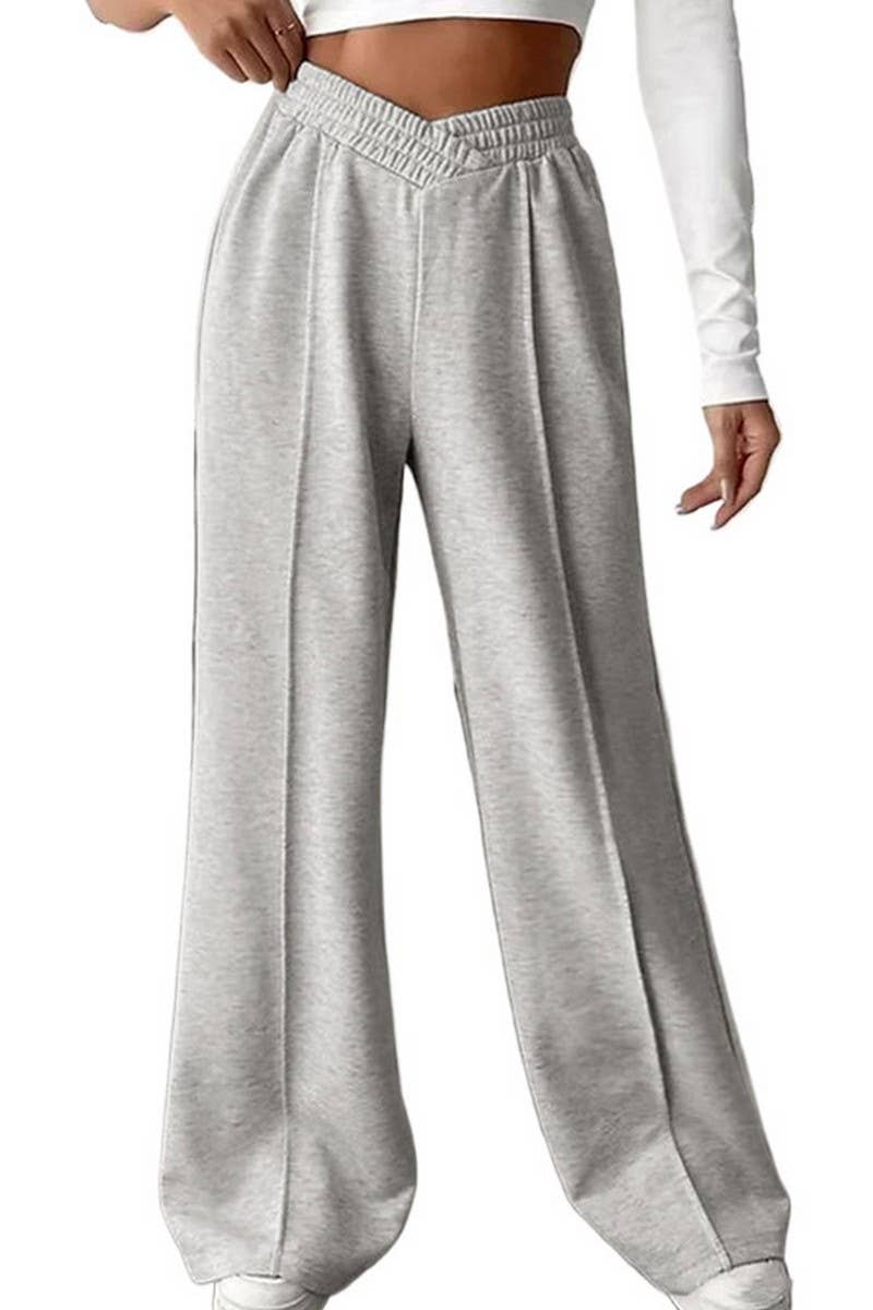 CWBLP0926_CASUAL ELASTIC HIGH WAIST WIDE LEG PANTS