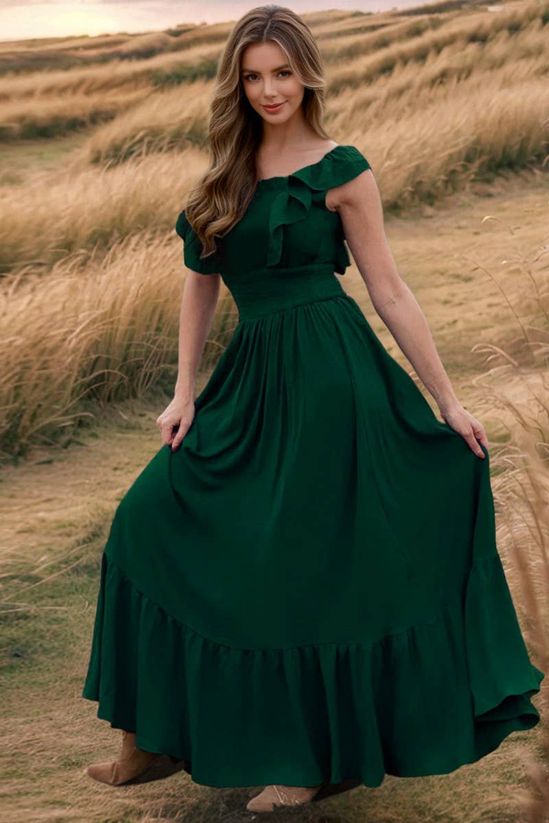 CWDMD6138_SOLID OFF-SHOULDER ONE-SHOULDER DRESS