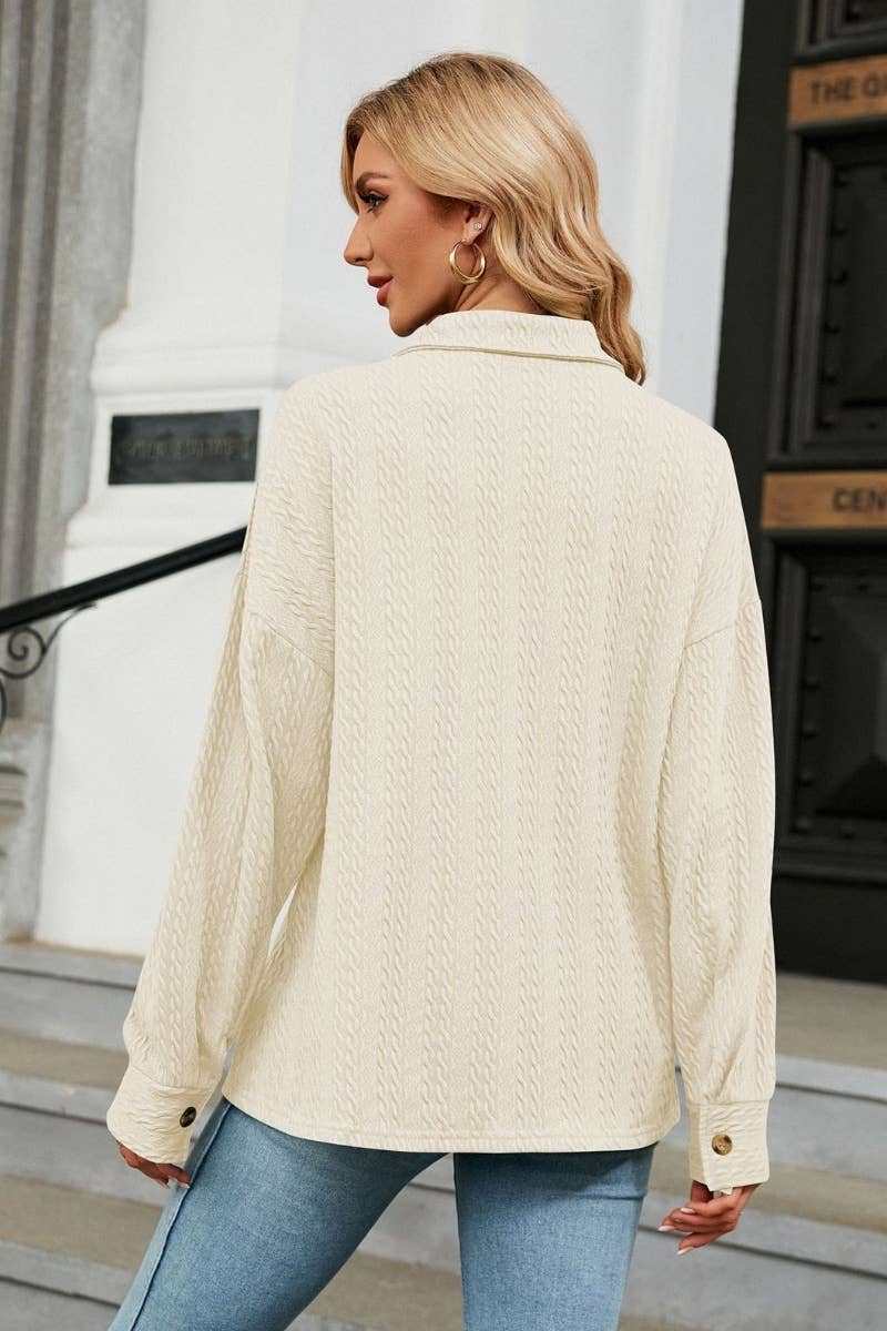 CWTSTL2218_LAPEL BUTTON DOWN LONG SLEEVE SHIRT TOP