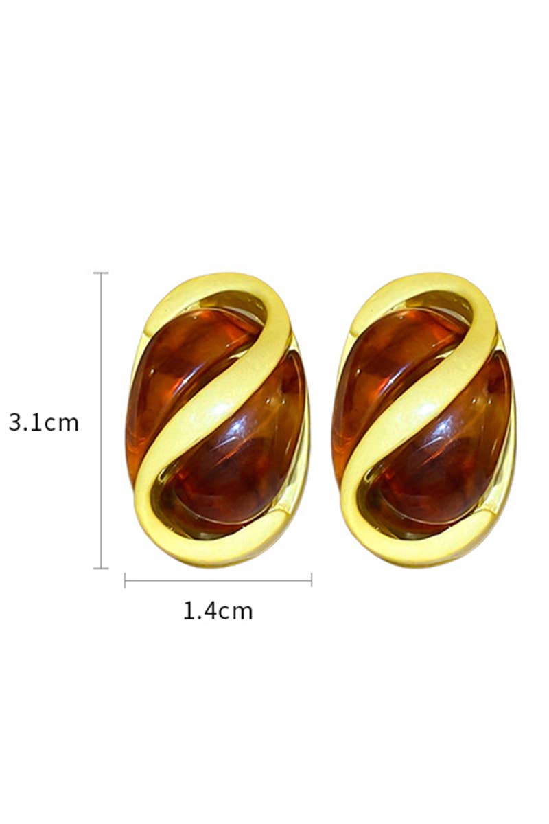 FASHION RESIN OVAL GEOMETRY SILVER NEEDLE EARRINGS_CWAJE0427