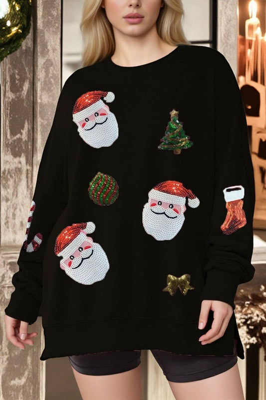 CWTBLL01239_SEQUIN CHRISTMAS LONG SLEEVE CASUAL SWEATSHIRT