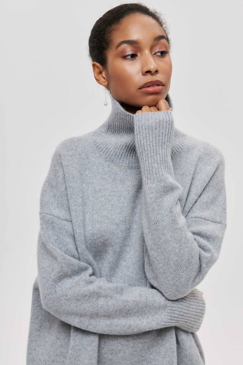 CWOSWL6629_TURTLENECK SOLID COLOR LONG-SLEEVED SWEATER