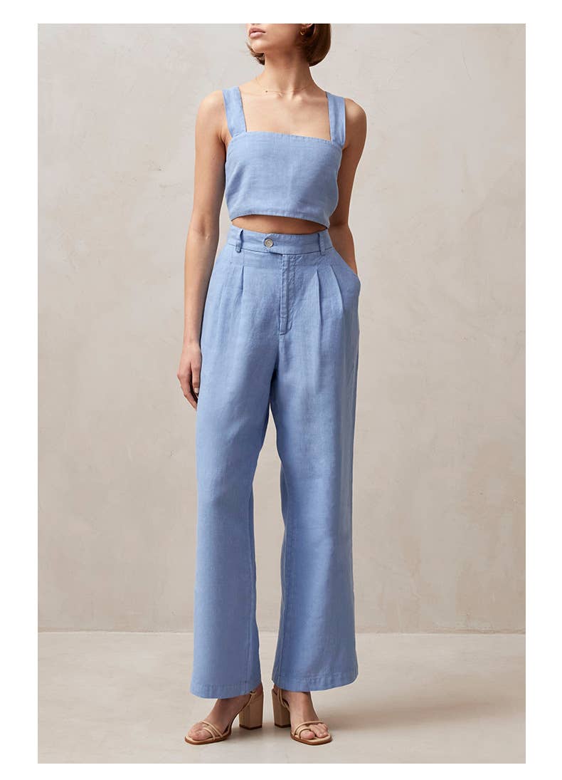 Commuter style solid color slim casual pants