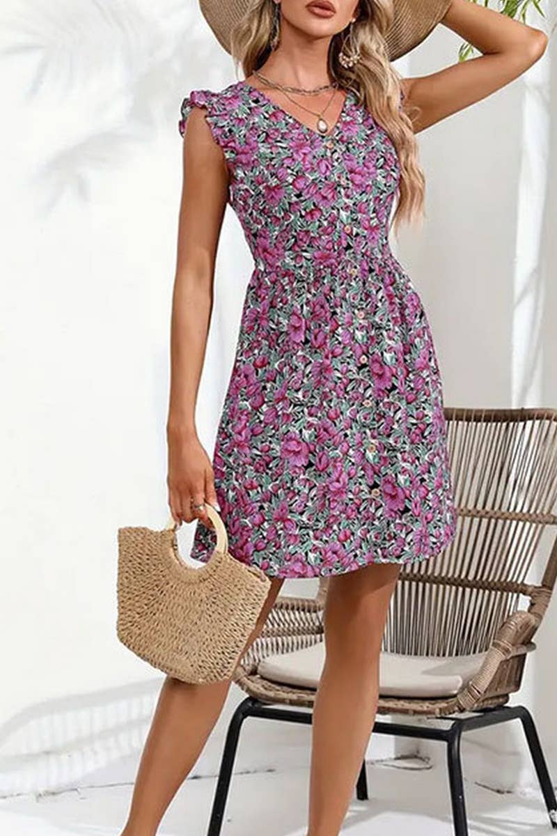 CWDSD7657_SUMMER HOLIDAY FLORAL WAIST SHORT DRESS