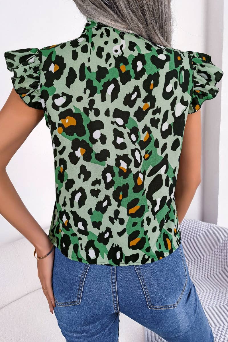 CWOV0301_CHIFFON LEOPARD PRINT WOOD EAR LACE TOP