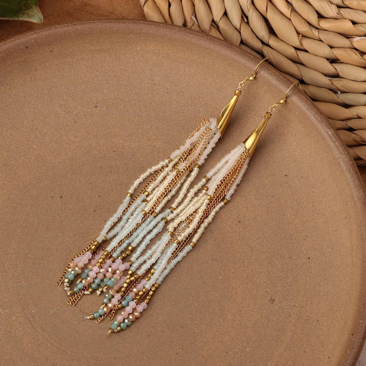 HIGH-GRADE NATURAL STONE WOVEN COLORFUL EARRINGS