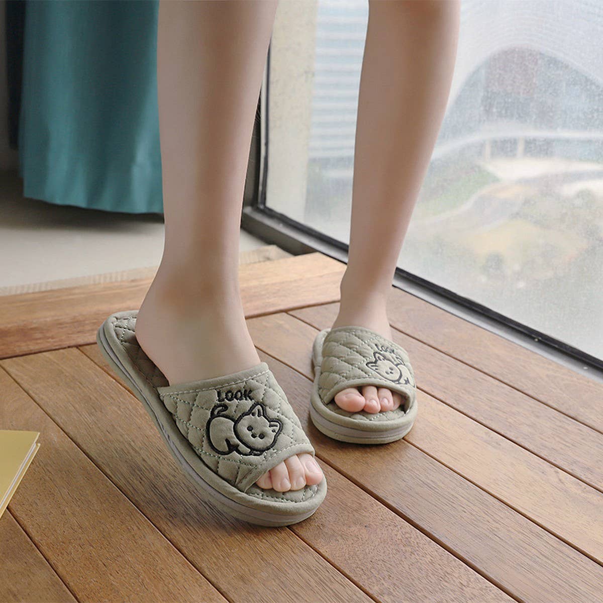 Cute Cat Cotton Handmade Thick Slippers