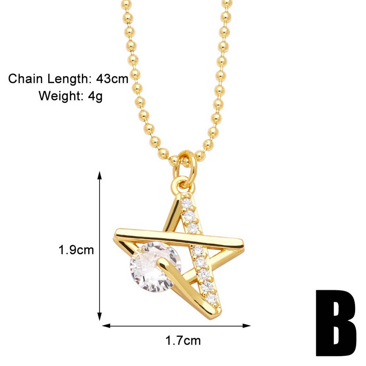MOON STAR HEART PENDANT NECKLACE