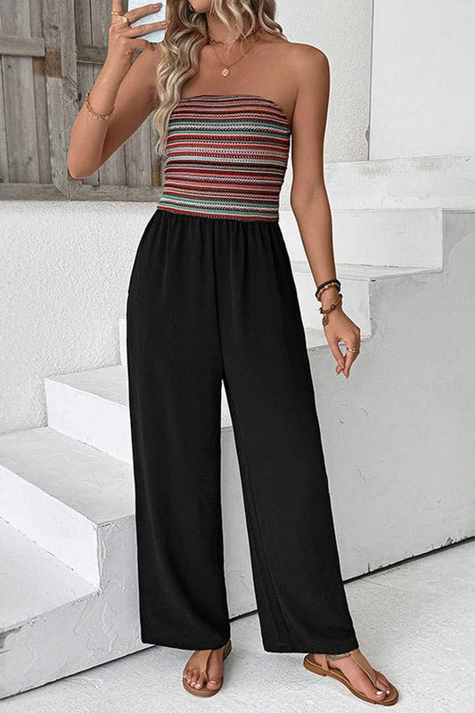 CWSJS1466_SUMMER CASUAL TUBE TOP STRIPED JUMPSUIT