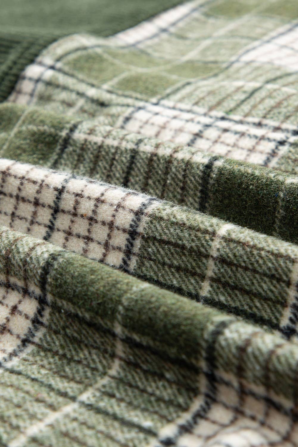 Checkered color-blocked corduroy coat