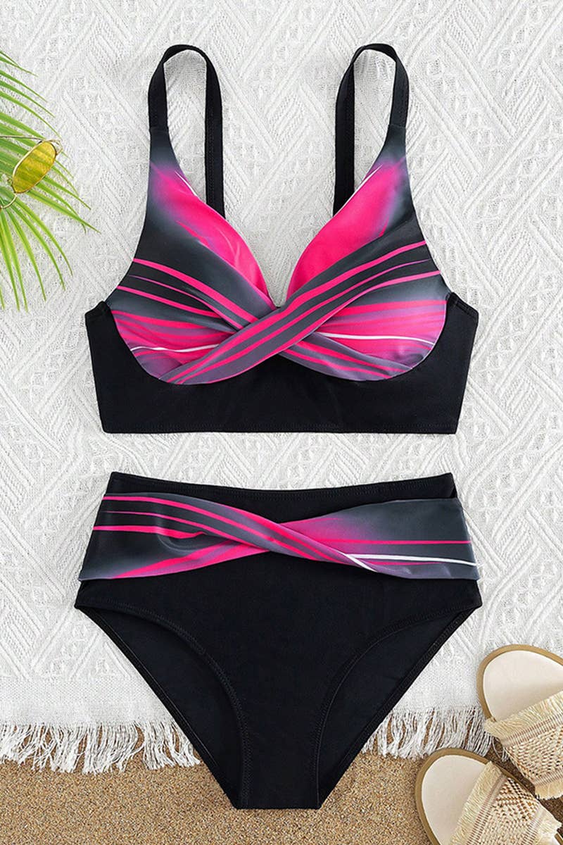 CWMW0827_CROSS STRAP SEXY TWO-PIECE BIKINI SWIMSUIT