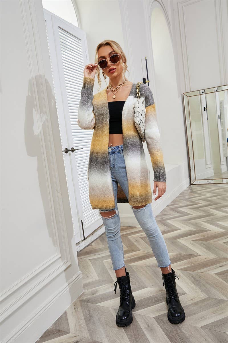 CWOCAL0935_RAINBOW TIE-DYE MID-LENGTH KNITTED CARDIGAN COAT