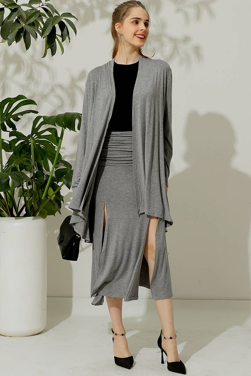 CWBLS120-P_PLUS SIZE HIGH WAIST SHIRRED FLOUNCE MAXI SKIRTS