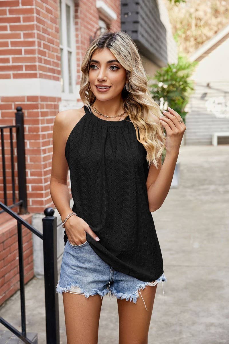 CWTTSL0247_Round Neck Sleeveless Knit Top