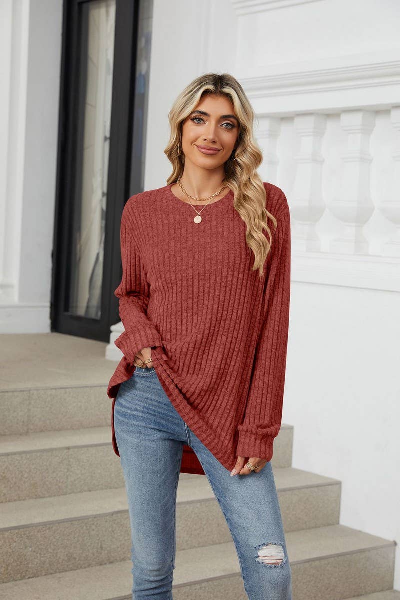 CWTBLL3744_AUTUMN AND WINTER COLLAR CASUAL TOPS