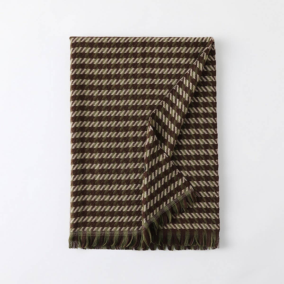 WINTER WARM LATTICE LARGE SCARF FRINGE SHAWL