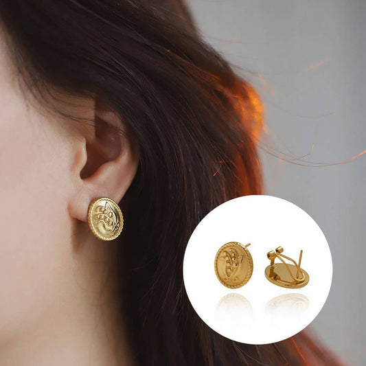 Vintage Floral Bellflower Oval Button Earrings